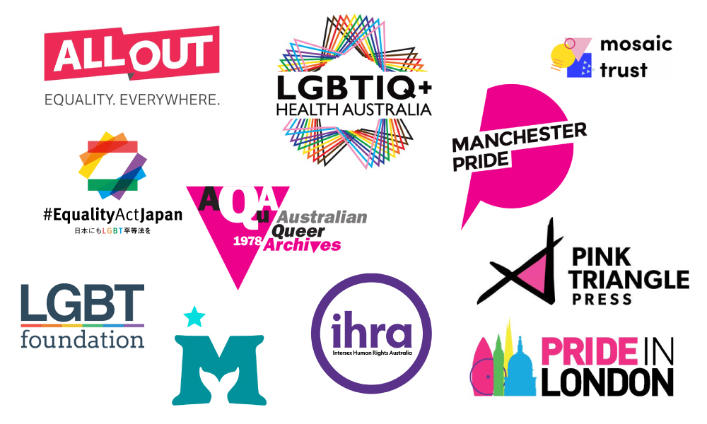 A showcase of Queer Organisation logos